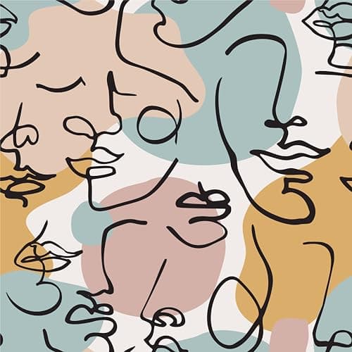 Image of SOEWIOU Abstract Art Peel and Stick Wallpaper,300 * 44.5cm Abstract Face Colorful Human Face Pattern Contact Paper Removable Waterproof Wallpaper Vinyl Self Adhesive Wallpaper for Living Room Bedroom