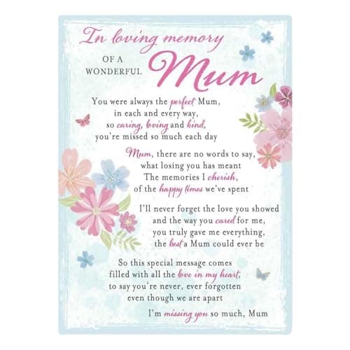 Image of Graveside Memorial Card Remembrance Verse Plastic Coated Grave Graveside Card - 120 x 165 mm - Wonderful Mum 0912