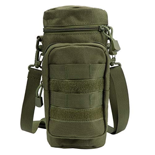 Image of TsunNee Tactical Molle Water Bottle Pouch, Hydration Carrier Holder with Extra Accessory Pouch and Detachable Shoulder Strap for Military Sport Bike, Army Green