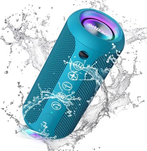 Image of Ortizan Bluetooth Speaker, Portable Speaker with IPX7 Waterproof, Bluetooth 5.3, 30H Playtime, RGB Light, Micro SD card & AUX, Wireless Speaker for Home, Travel, Outdoors