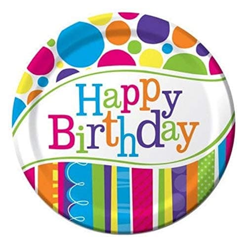 Image of Creative Converting 8 Count Bright and Bold Happy Birthday Dinner Plates