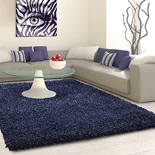 Image of Prime Plus EXTRA THICK HEAVY 5CM PILE SOFT SHAGGY RUGS MODERN AREA RUGS BEDROOM HALL RUGS (Navy Blue, 120 x 170cm)