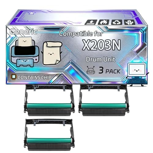 Image of X203N Drum Unit Compatible for Lexmark X 200 Series X 203N X 204N Printers, With Chip, 30000 Pages, Vibrant Colours (3 Pack Black)