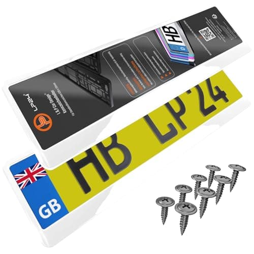 Image of 2x Number Plate Holder for Car - License Plate Holder - White High Gloss - for UK Registration Plates - 520 x 110 mm - 8 Screws - Universal - Reg Plate Holders - fits for Car Caravan Trailer 52 x 11cm