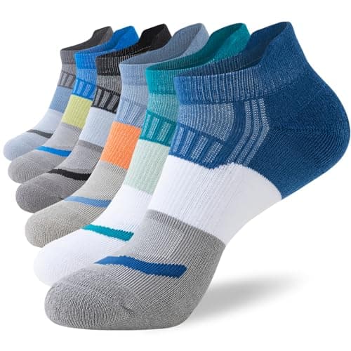 Image of Cirorld Trainer Socks for Men, 6 Pairs Full Cushioned Ankle Running Socks, Low Cut Breathable Comfortable Cotton Socks, Sports Socks for Walking, Hiking, Running, Cycling, Multicolour 6-8