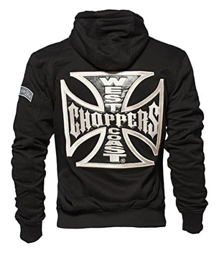 Image of West Coast Choppers WCC Hoodie Cross Panel Zip Black - L