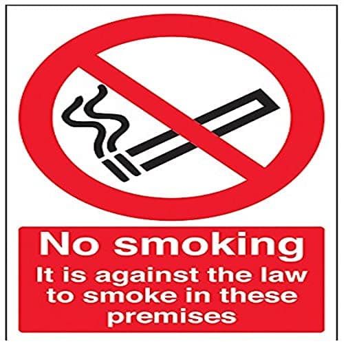 Image of VSafety No Smoking No Smoking, Against The Law To Smoke Prohibition Sign - Portrait - 200mm x 300mm - 1mm Rigid Plastic
