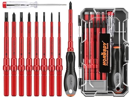 Image of HORUSDY 10-Piece 1000V VDE Insulated Screwdriver Set | Magnetic Tip Electrician Screwdriver Set | Phillips & Slotted | Chrome Vanadium Steel