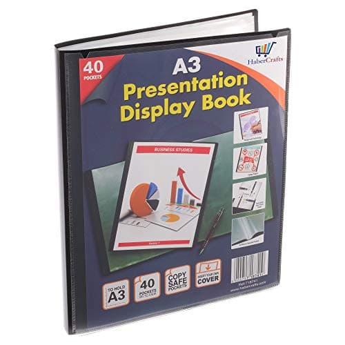 Image of A3 40 Pocket Display Book Presentation Folder Portfolio (80 Views) Project Book Certificate Folder Plastic Wallets (1 Book)