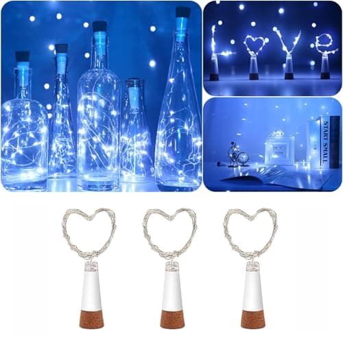 Image of KOBWA Wine Bottle Cork Lights,USB Rechargeable 15 LED Copper String Lights, 59 Inch for DIY Bottle Decoration, Wedding, Party, Home, Outdoor, Garden, and Christmas Decor(Cool White, 3 Pack)