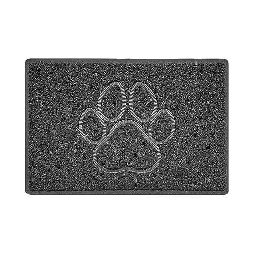Image of Nicoman Paw Embossed Shape Door Mat Dirt Trapper PVC Spaghetti Mat Washable Quick Drying Barrier Doormat-Dark Grey (Watertight Rubber-Back)-Small (60x40cm)