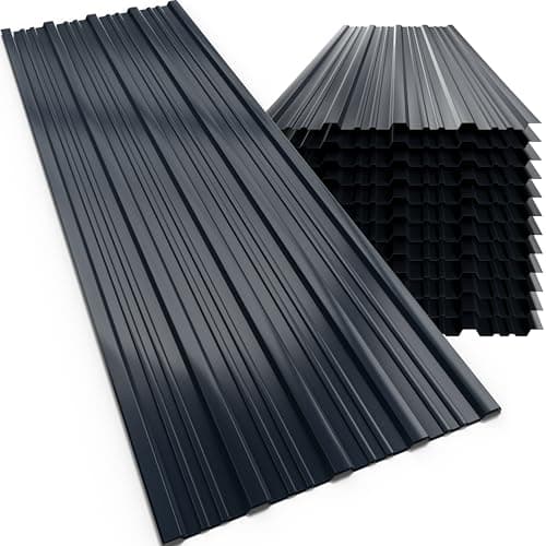 Image of GARDEBRUK® 28x Corrugated Metal Roofing Sheets for Garden Shed, Metal Sheds, Plastic Sheds & Greenhouse | 7m² Galvanised Roof Panels for Outdoor Storage, Bin Store & Bike Shed | Anthracite 110x46cm