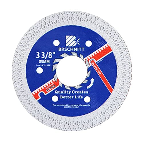 Image of Super Thin Diamond Porcelain Cutting Disc with X Teeth,BRSCHNITT 85mm x Arbor 22.23mm-20mm-16mm Diamond Cutting Disc for Dry/Wet Cutting Porcelain Tile Ceramic Marble Granite