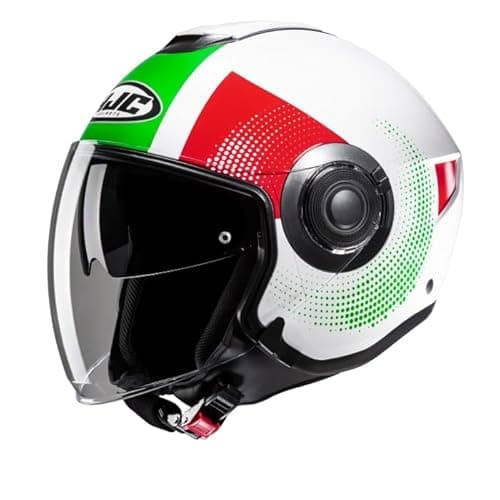 Image of HJC I40N Pyle Green White Red MC41 Motorcycle Helmet (M)