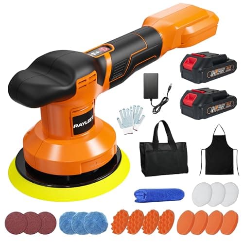 Image of Cordless Car Buffer Polisher with 2*21V 2.0Ah Batteries, 6 inch Car Polishing Kit, Variable Speeds 2000-4500RPM Orbital Polisher, with 20pcs Polishing Accessories, for Auto Detailing Polishing Waxing