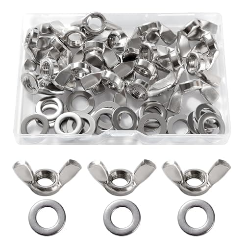 Image of Lyeteung 20 PCS M8 Butterfly Nut, Stainless Steel Wing Nuts, Hand Twist Tighten Ear Wingnuts, with 20 PCS Flat Washers, for DIY Tools, Machinery, Electronic Equipment