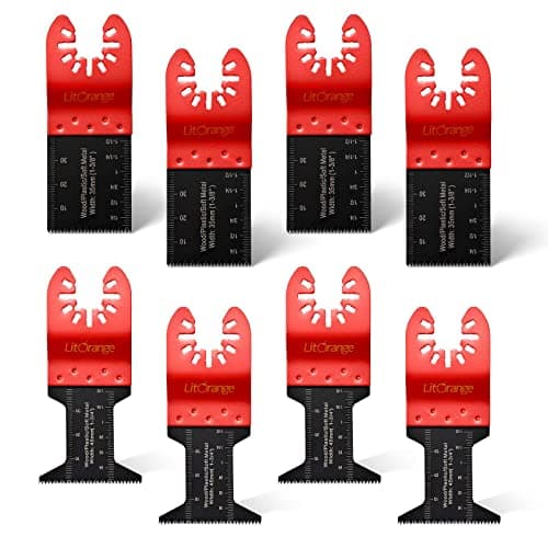 Image of Litorange 8 Pcs 35mm 1-3/8" & 45mm 1-3/4" Soft Metal Wood Cutter Saw Blades Oscillating Multi Tool, Professional Universal Oscillating Saw Blades for Wood, Plaster, Plastic, Plastic Pipes Etc