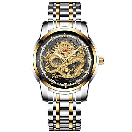 Image of RORIOS Men's Fashion Analogue Quartz Watches Stainless Steel Bracelet Waterproof Business Watches for Men, Black Silver, Bracelet