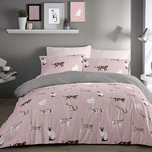 Image of Fusion - Cats - Easy Care Duvet Cover Set - 3pcs, Double Bed Size in Blush