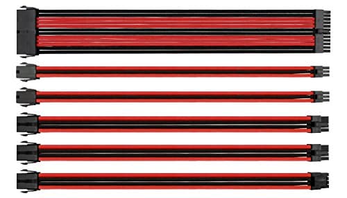Image of Thermaltake TtMod Sleeve Extension Power Supply Cable Kit ATX/EPS/8-pin PCI-E/6-pin PCI-E with Combs, Red/Black AC-033-CN1NAN-A1