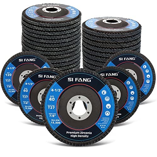 Image of SI FANG 115mm Zirconia Flap Disc 20Pcs Mix Set, Premium Grinder Sanding Disc for 4-1/2" Angle Grinder, 40/60/80/120 Assorted Grit Flap Sanding Discs Grinding Wheel for Stainless Steel and All Metal