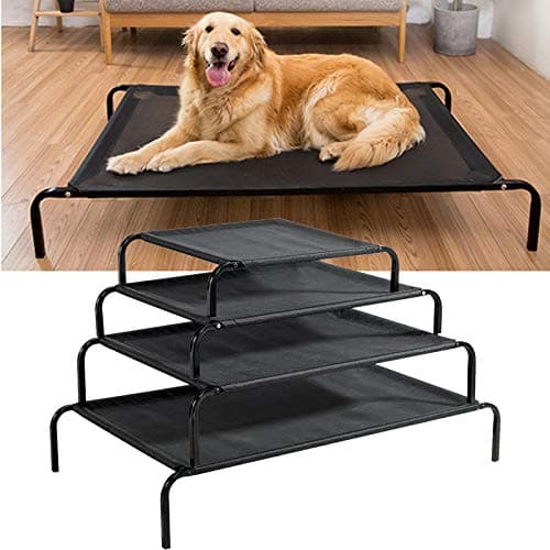 Image of Royalswill Large Elevated Dog Cat Sleep Bed Portable Indoor Relaxing Sleeping Bed Outdoor Camping Basket Raised Cot Breathable Mesh Pet Cot Metal Frame, 114cm x 76cm x 15cm