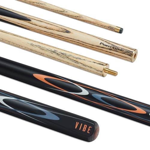 Image of POWERGLIDE One 2-Piece Snooker Cue Stick | Vibe | Ash Wood Shaft and Butt with Decal Design | Brass Joint | Full Size 57" | 10 mm Tip