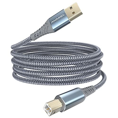 Image of ANMIEL USB 3M Printer Cord - Premium Durable USB 2.0 Type A Male to B Male Scanner Cable for HP, Canon, Dell, Epson, Lexmark, Xerox and More