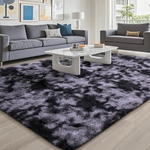 Image of Aspire Homeware Rugs Living Room - Dark Grey Area Rugs for Bedroom Anti Slip - Modern Super Soft Thick Pile Fluffy Shaggy Rug Non Shedding (Tye-Dye Grey, 120x170 cm)