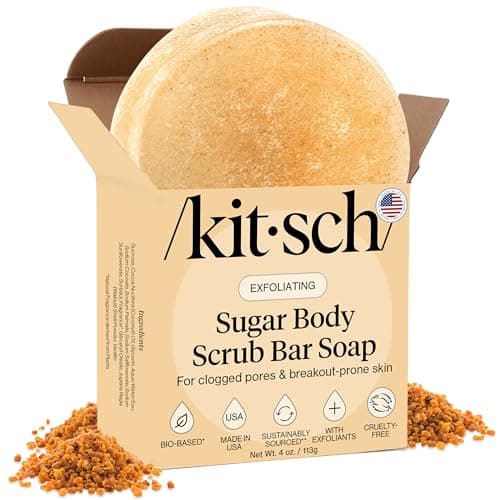 Image of Kitsch Exfoliating Sugar Body Scrub Bar Soap 113g – Polishing Soap Bar with Granules, Walnut Shell & Coconut Oil – Hydrating Exfoliating Body Scrub for Smooth, Glowing Skin Care