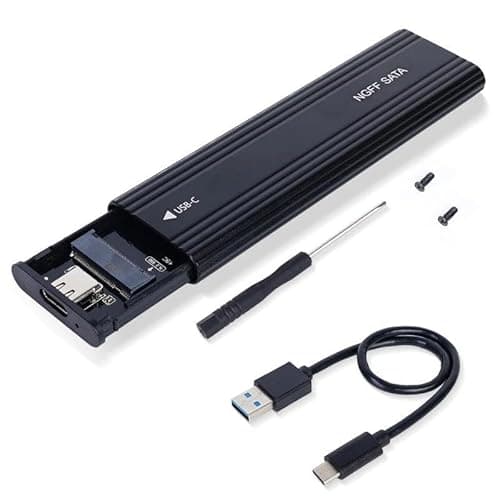 Image of Multibao NGFF (NOT NVME) Aluminium Enclosure Adapter M.2 NGFF External SSD M.2 based on SATA to USB 3.1/ USB 3.0 Caddy Case External Black