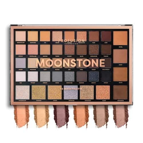Image of Profusion Cosmetics Moonstone 42 Shade Palette Matte Satin Shimmer Metallic Nude Smoky Eyeshadow Pallete Beauty Cosmetics Highly Pigment Powder Long Lasting Blendable