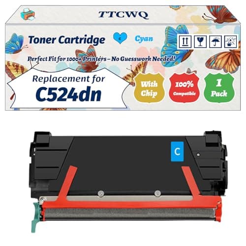 Image of Compatible for Lexmark C524dn Toner Cartridge Work for Lexmark C534dn C534dtn C534n C534x Printers, with Chip, High Yield 8000 Pages, High-Definition Printing (1 Pack Cyan)