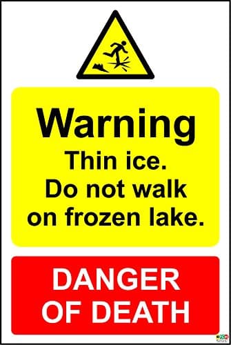 Image of Warning Thin ice do not Walk on Frozen Lake Sign - 1.2mm Rigid Plastic 300mm x 200mm