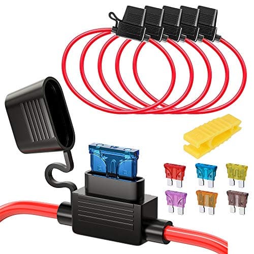 Image of Gebildet 32V 20A Waterproof Fuse Holder - 16AWG ATO Blade In-Line With Cap, Standard Plug Socket and 6pcs Medium Blade Fuses