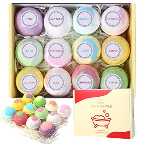 Image of Fafamara Bath Bombs, Gift Set Rich in Essential Oils Natural Handmade Bath&Spa Fizzles Marvelous Salts to Moisturize Skin and Relieve Stress Romantic Gifts for Her/Him/Girlfriend/Wife (Pack of 12)