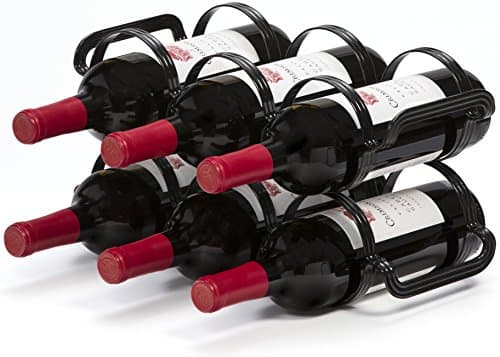 Image of Mango Steam 6 Bottle Counter-top Wine Rack - Storage Organizer for Kitchen Countertops, Pantry, Fridge - (Black)