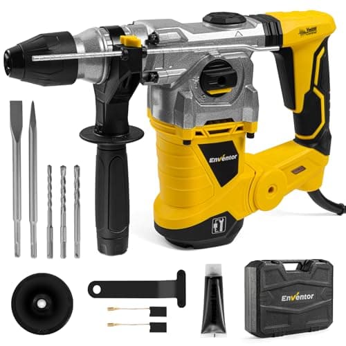 Image of Enventor Hammer Drill, 1500W Heavy Duty Electric Rotary Hammer Drill, 360° Auxiliary Handle, SDS-Plus, for Concrete, Masonry, Brick, Steel, Wood