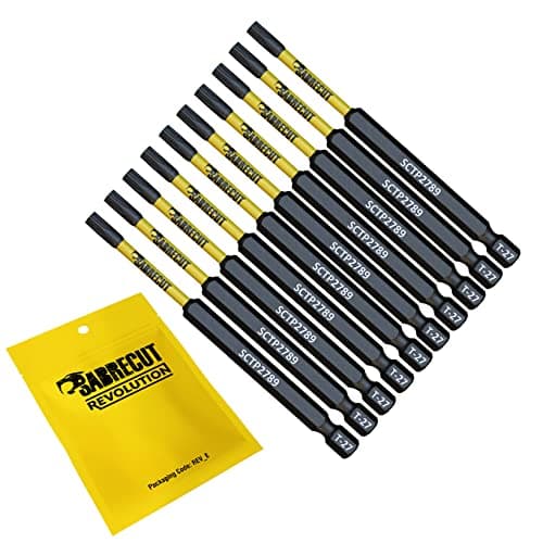 Image of 10 x SabreCut SCTP2789_10 89mm T27 TX27 Torx Tamper Proof Security Magnetic Impact Screwdriver Driver Bits Set Heavy Duty