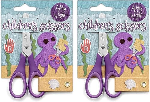 Image of Ashton and Wright - Kids Children's Scissors 5"/12cm - Soft Grip - Purple - Right Handed - Pack of 2