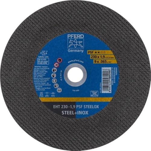 Image of PFERD Cutting Disc, Pack of 5, 230 x 1.9 x 22.23 mm, Straight, PSF Steelox, 69198293 - for Steel and Stainless Steel (INOX)