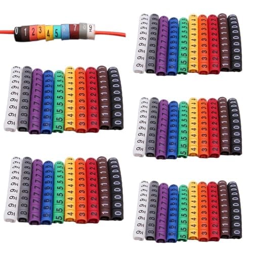 Image of 500 Pcs Cable Markers 0 to 9 Numbers Different 10 Colors Insulation Cable Identification Tags Durable Wire Labels