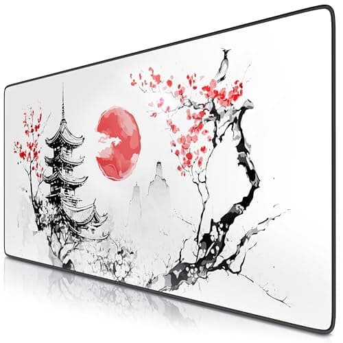 Image of TITANWOLF - XXL Mouse Mat - Mouse Pad 900 x 400 x 3mm –Speed Gaming Mouse Pad - Extra Large MousePad - Table Mat Large Size - Improved Precision and Speed – Design Japan Ink Painting