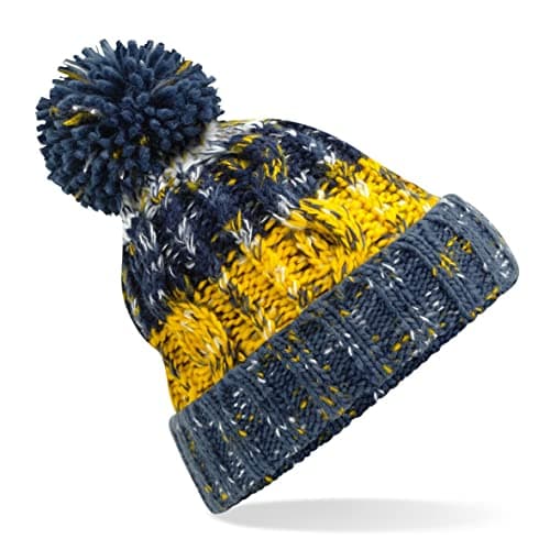 Image of Beechfield - Stylish Cuffed Design - Corkscrew Pom Pom Beanie - Morning Frost