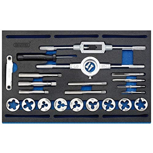 Image of Draper 63520 Combination Tap and Die Metric and BSP in Eva Foam Insert Tray ,Blue,22 Piece Set