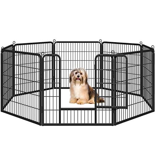 Image of Yaheetech 8-Panel Heavy-Duty Dog Playpen for Puppies/Small Dogs, Pet Exercise Pen for Garden/Yard Indoor/Outdoor Use 80cm Height
