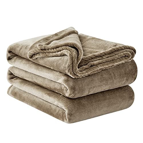 Image of Aisbo Taupe Throws Blanket - Throws for sofas Fluffy Large Blanket Fleece, Warm Soft Flannel Blanket for Couch, 220x240cm