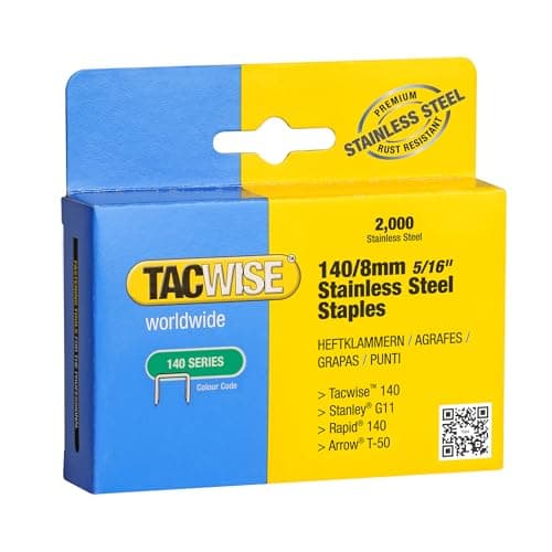Image of Tacwise 1216 Type 140/8mm Heavy Duty Stainless Steel Staples, Pack of 2000