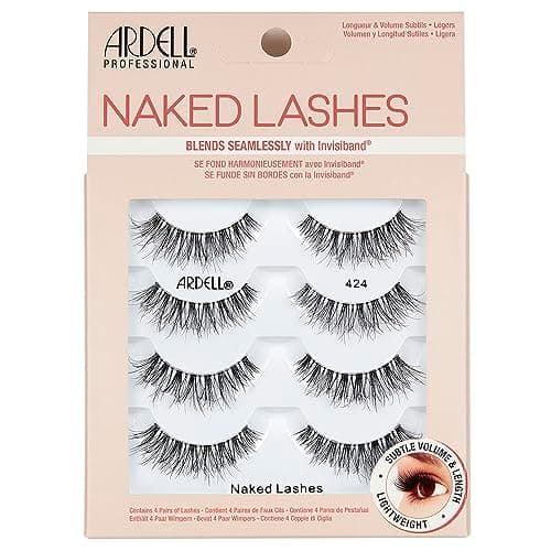 Image of Ardell False Eyelashes Naked Lash 424 4 Pairs Multipack Black Fluffy Barely-There Natural Enhances Eyes Super Soft Lashes Comfortable Invisiband Vegan-Friendly Cruelty-Free False Lashes