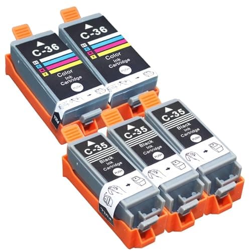 Image of HenceBuy Compatible Ink Cartridge PGI-35 CLI-36 PGI35 CLI36 Replacement for Canon PIXMA TR150 PIXMA IP100 PIXMA IP110 PIXMA IP100 with Battery mini260 mini320 Portable Printer (3 Black + 2 Colour)
